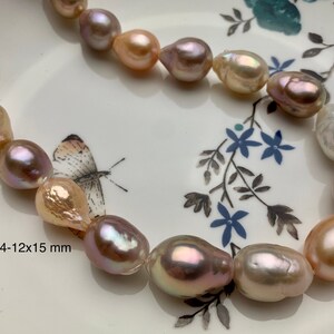 10x14-11x15mm AAAA Graduado Natural Multi Pink Agua dulce Barroco / Edison Pearl Edición limitada Forma irregular Genuino Edison Pearl # 1037