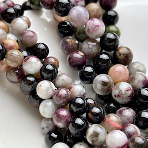 8mm 10mm AAA Smooth Round Watermelon Tourmaline Gemstone Beads genuine High Quality Turmaline Beads 15.5 Inches Strand #3836