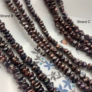 6-7 mm Dark Chocolate Brown Color Keshi Freshwater Pearl Beads Genuine High Luster Center Drilled Disc Cornflakes Keshi Beads #P2084