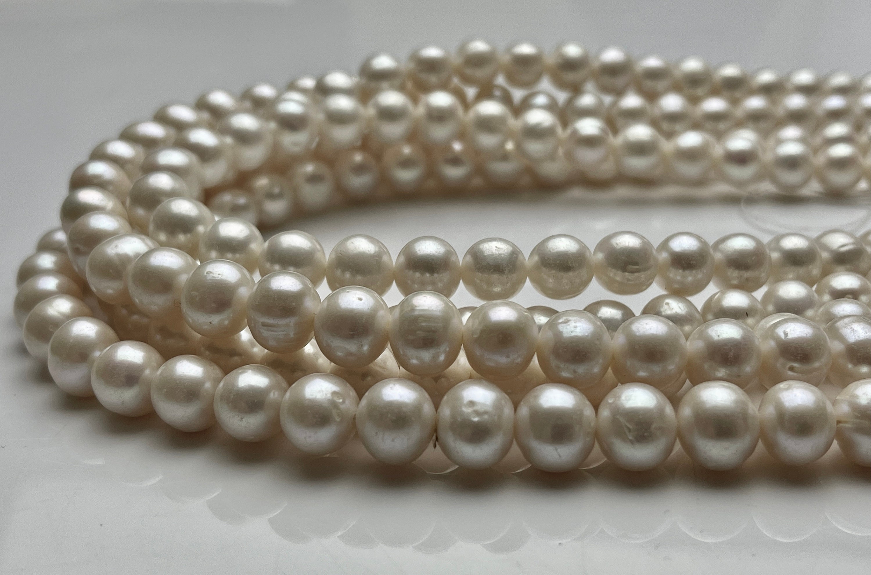 White Freshwater Pearl 5-10mm Smooth Potato AA Grade Gemstone Beads Strand  - 155585