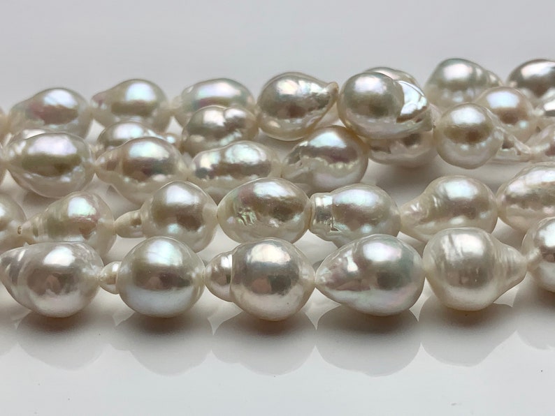 8-9x10-12 mm AAAA Very Rare Baroque Natural White Freshwater Pearls Top Quality Super High Luster White Baroque Pearls P1599 image 6