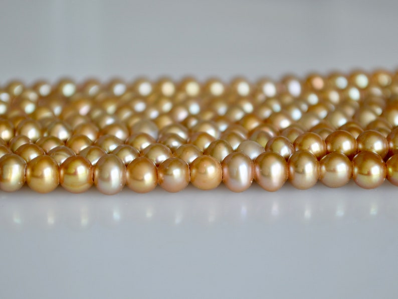 Large Hole Beads 06-LHPCP0607 6-7 mm Large Hole Potato Freshwater Pearl Light Champagne Color Hole Size 1.8mm Large Hole Pearl Beads