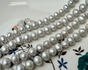 72 Inches 8-8.5mm Light Silver Gray Potato Genuine