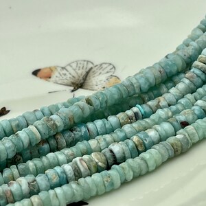 4-6mm Natural Blue Larimar Faceted Rondelle Gemstone Beads 8 Inches Strand  #4308