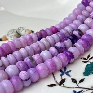 5-11 mm Smooth Rondelle Multi Light Pink and Purple Color Opal Gemstone Beads Genuine Natural Peruvian Opal 8 Inches Strand #4387