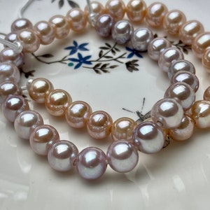 10 mm Half Strand Extra Shiny Large Hole Natural White/Pink OR Gray Round Freshwater Pearl 1.5mm 2.2mm Hole High Luster Genuine Pearls 231 image 5