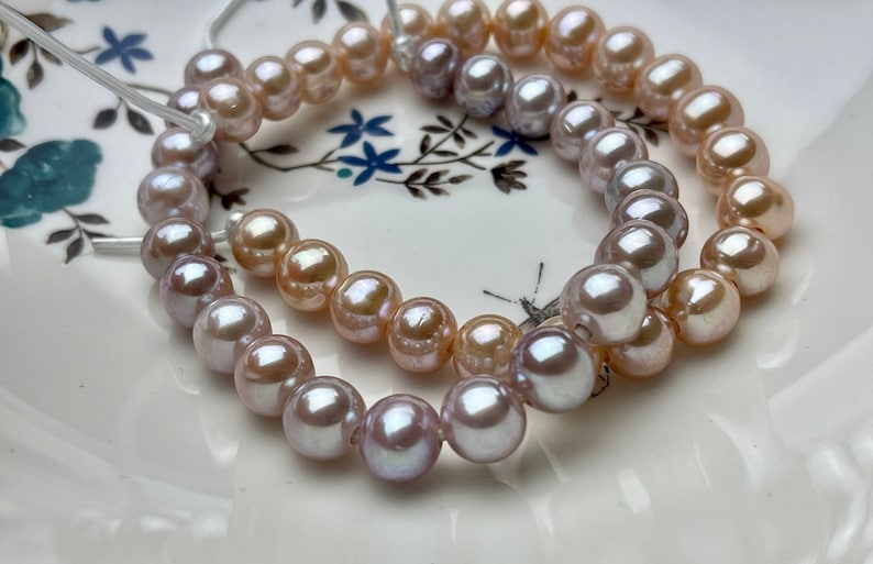 10 mm Half Strand Extra Shiny Large Hole Natural White/Pink OR Gray Round Freshwater Pearl 1.5mm 2.2mm Hole High Luster Genuine Pearls 231 image 5