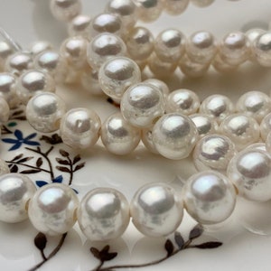 10 mm Half Strand Extra Shiny Large Hole Natural White/Pink OR Gray Round Freshwater Pearl 1.5mm 2.2mm Hole High Luster Genuine Pearls 231 image 2