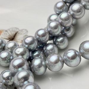 10 mm Half Strand Extra Shiny Large Hole Natural White/Pink OR Gray Round Freshwater Pearl 1.5mm 2.2mm Hole High Luster Genuine Pearls 231 image 3