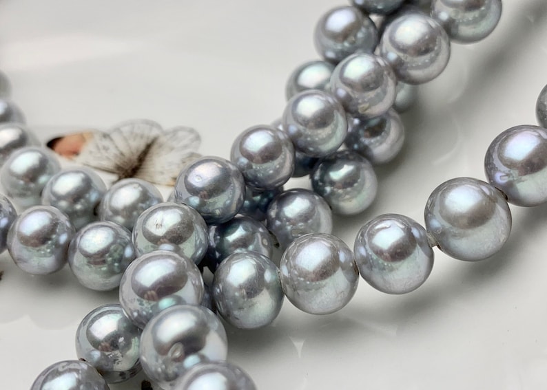 10 mm Half Strand Extra Shiny Large Hole Natural White/Pink OR Gray Round Freshwater Pearl 1.5mm 2.2mm Hole High Luster Genuine Pearls 231 image 3