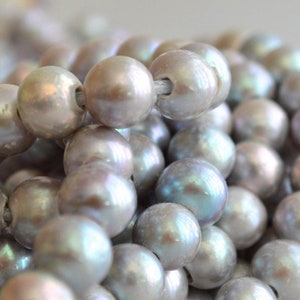9-10 mm Large Hole Silver Gray Potato Freshwater Pearl Beads, Hole Size 2mm, Large Hole Genuine Pearls, Large Hole Pearls #2