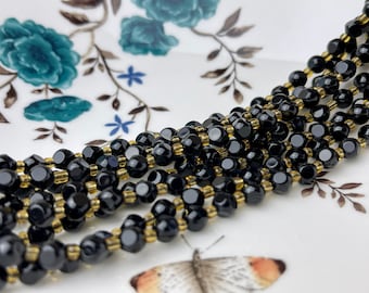 6 mm Faceted Star Cut Onyx Gemstone Beads Genuine Faceted Black Onyx Gemstone Loose Beads 15 Inches Strand 50 Beads #4191