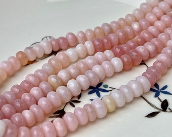 7mm 8mm 9mm AAA Natural Multi Pink Peru Opal Smooth Rondelle Gemstone Beads Genuine Pink Opal Gemstone Loose Beads 8 Inches Strand  #2498