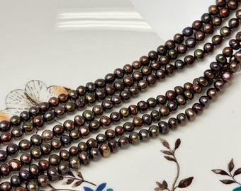 4-4.5 mm AA Dark Chocolate Brown Color Potato Freshwater Pearls Genuine Small Freshwater Seed Pearl Beads #P3811