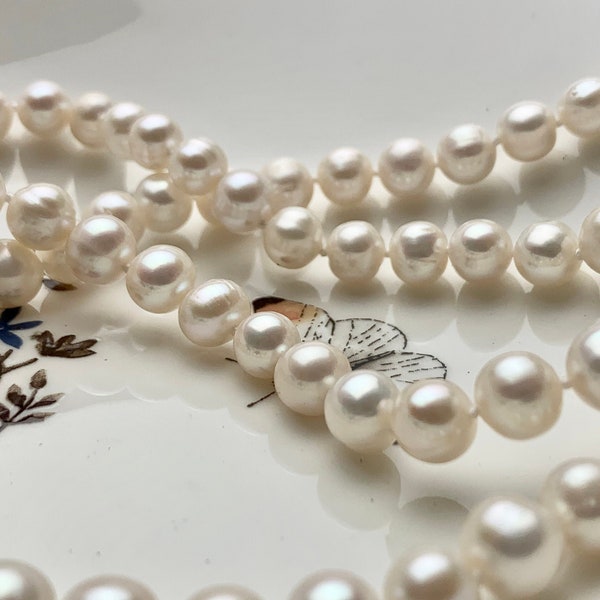 16/18/20/24 Inches Hand Knotted 8-9mm AA Potato Pearl Necklace Natural White Freshwater Pearl Necklace With Adjustable Silver Clasp #P1174