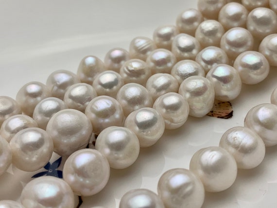 11-12 Mm Natural White Potato Ringed Freshwater Pearl Beads Genuine Natural  Pearl Beads Cultured Freshwater Pearls 38 Pieces P1472 