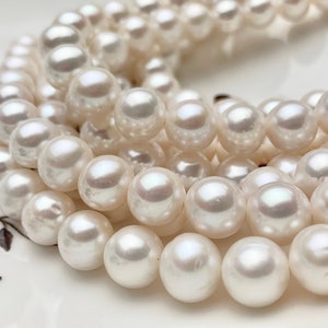 10mm AAA HalfStrand Large Hole Natural White Round Freshwater Pearl Hole Size 1.0mm 1.2mm 1.5mm 3.0mm Genuine Quality Pearl 21 Pieces #P1327