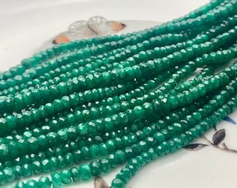 3mm 4mm 5mm AAA Faceted Rondelle Natural Green Emerald Gemstone Beads Genuine Top Quality High Polished Faceted Emerald Loose Beads #3776