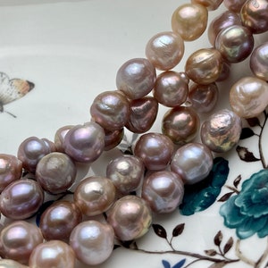 10-12mm AA Half Strand LargeHole Very Rare Dark Mauve Pink Baroque Pearl Bead 2.2mm Hole Natural Edison Pearl With Iridescent Color #P2068