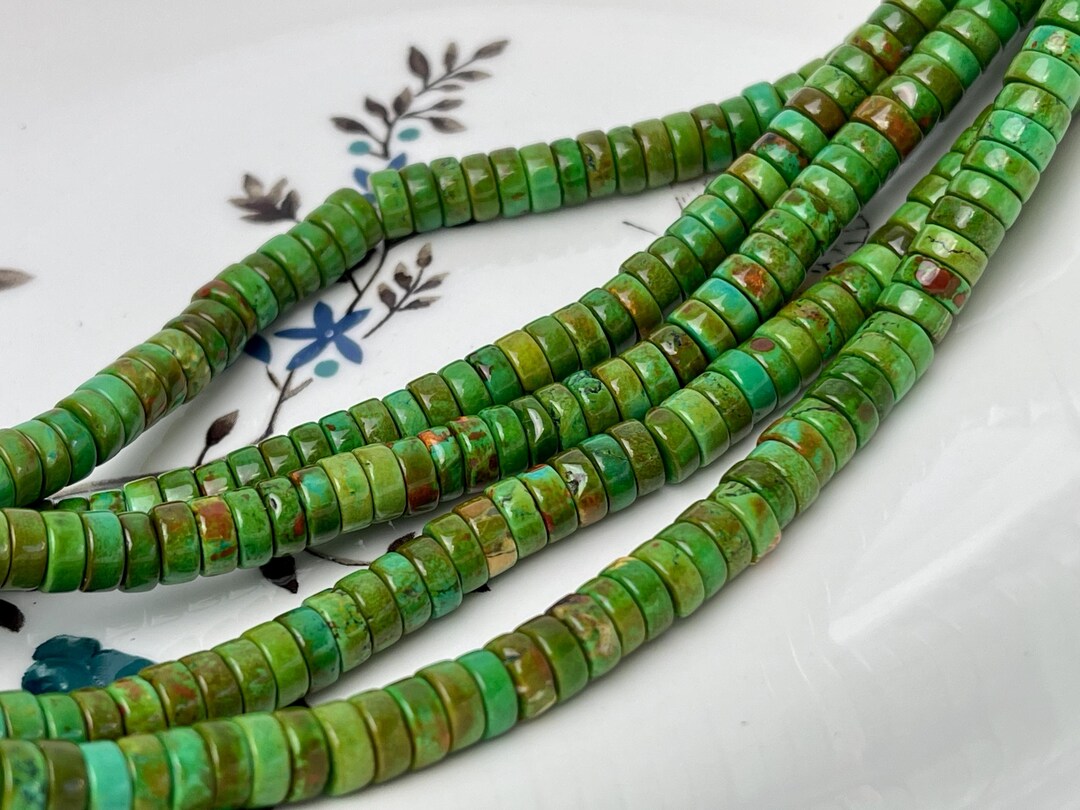Blue Green Turquoise Smooth Rondelle Beads – 3x6mm & 5x8mm Mix – 15.5” Strand