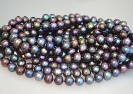 Collana Di Perle D'acqua Dolce Color Pavone Arcobaleno Da 9x10-11 - Foto 10