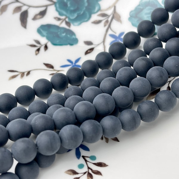 4mm 6mm 8mm 10mm Matte Smooth Round Black Onyx Gemstone Beads 15.5 Inches #4287