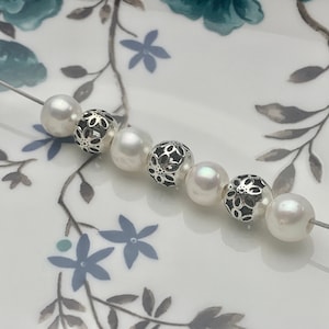 One Piece 8 mm 925 Sterling Silver Tibetan Style Silver Spacer Ball Genuine Sterling Silver Large Hole Spacer Bali Antique Beads #10155