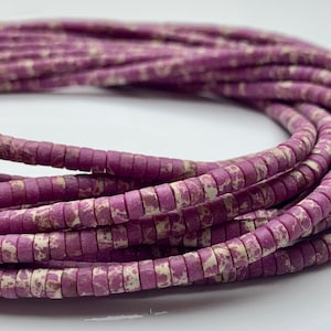 2x4mm Purple Color Impression Jasper Heishi Rondelle Shape Genuine Natural Sea Sediment Jasper Discs Gemstone Beads 15.5 Inches Strand #3130