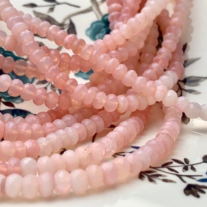 6-7 mm AAA Natural Multi Pink Peru Opal Faceted Rondelle Gemstone Beads Genuine Shaded Pink Opal Gemstone Loose Beads 8 Inches Strand  #2956