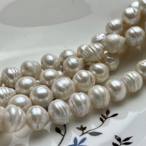 12-14 mm Blanc Naturel Jumbo Perles Baroques D'eau Douce Véritables Grandes Perles Baroques 34 Pièces # P2116