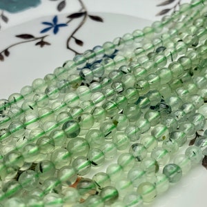 4mm Smooth Round Translucent Green Color Prehnite Beads Genuine Light Green Prehnite Gemstone Beads 15.5 Inches Strand #3679
