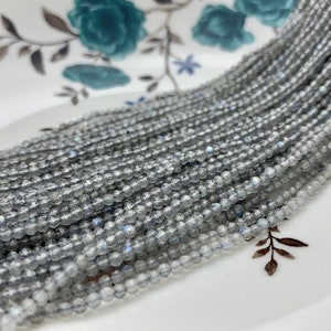BEST DEAL 2 mm natürliche facettierte runde Labradorit Edelstein Perlen echte natürliche Labradorit Edelstein lose Perlen 15,5 Zoll Strang #2534