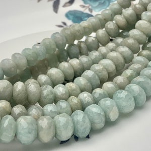 7 mm 8 mm 9 mm 10 mm 100% volledig natuurlijke gefacetteerde rondelle aquamarijn edelsteenkralen echte blauwgroene kleur aquamarijn 8 inch streng #3752