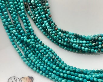 2,5 mm AAA All Natural Faceted Round Tiny Turquoise Gemstone Beads Natural Multi Green Quality Turquoise Beads 15,5 pouces # 3541