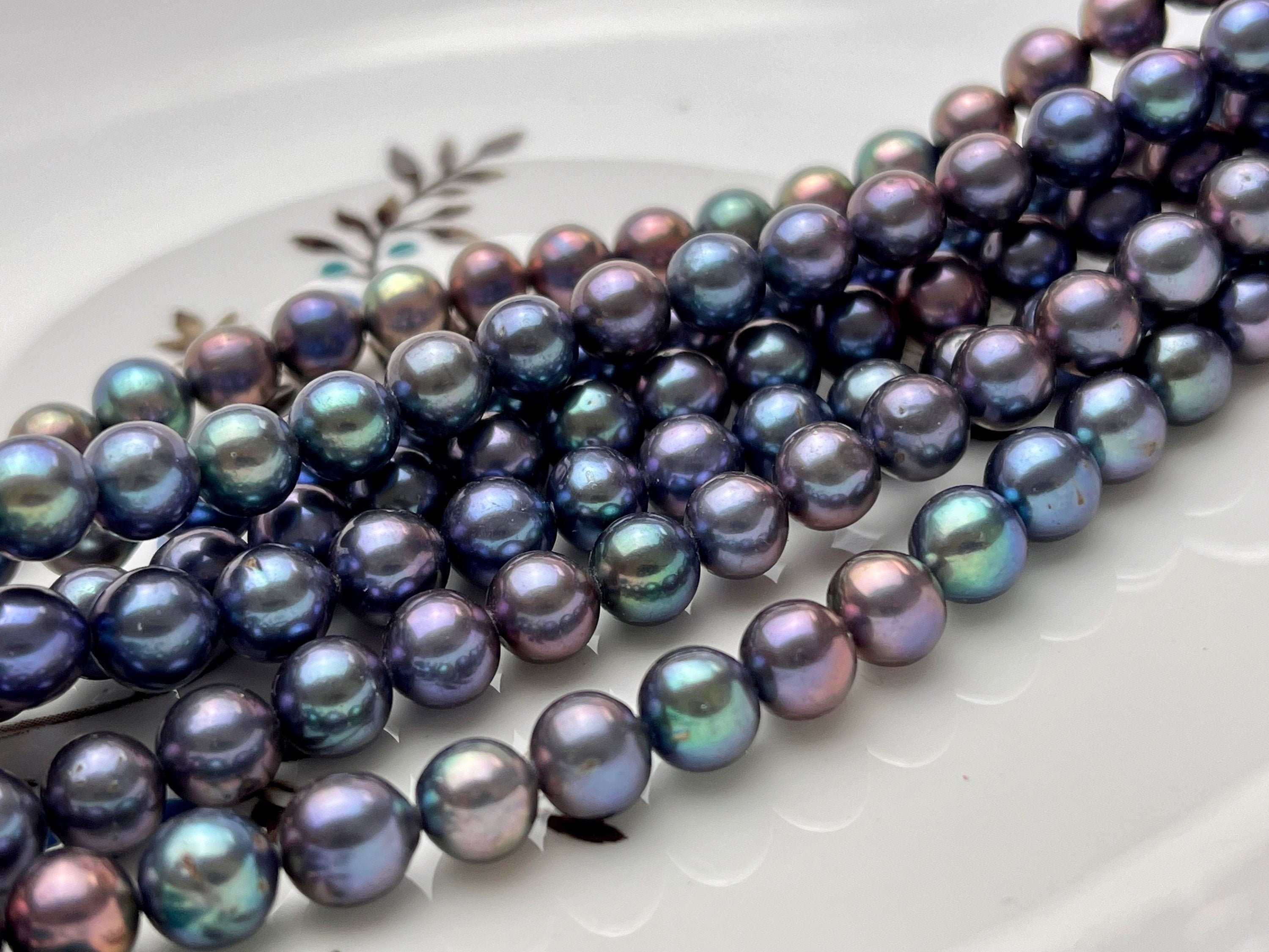 Handmade 14k Yellow Gold South Sea Pearl Bracelet - AAA 11-10mm Peacock Blue - 7.5-8 Inches