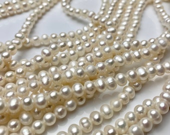 WHOLESALE 4x5-5.5 mm Natural White Potato Freshwater Pearl Seed Beads Genuine Natural Small Pearl Beads White Bridal Pearls #222