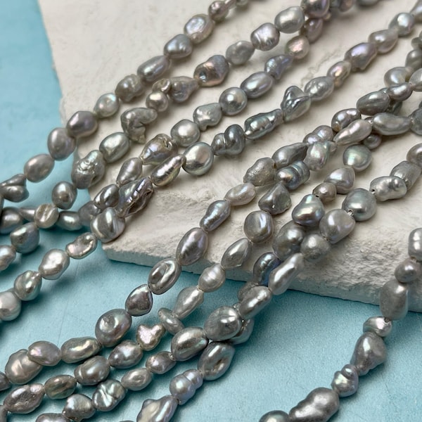 5-6x6-8 mm Gray Color Keshi Nugget Freshwater Pearl Beads Very Rare Genuine Freshwater Tiny Keshi Rice Nugget Pearls #P3151
