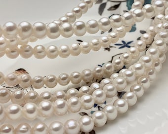 WHOLESALE 6-6.5 mm AAA Natural White Off Round Freshwater Pearls Genuine High Luster Smooth And Round White Freshwater Pearl Beads #P1604