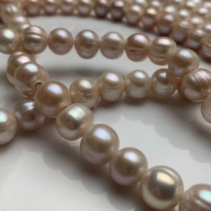 10-11 mm AA Large Hole Natural Light Pink Or Light Peach Color Freshwater Pearl Beads Hole Size 2.2 mm High Luster Large Hole Pearls #593