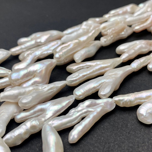 Rares perles d'eau douce en forme de pattes de poulet dans des couleurs blanc naturel et rose clair, édition limitée, perle, perles en vrac #75