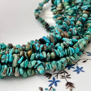 36 Inches Necklace 9 mm Natural Turquoise Chips Genuine Natural Color Turquoise Chip Stands #2216