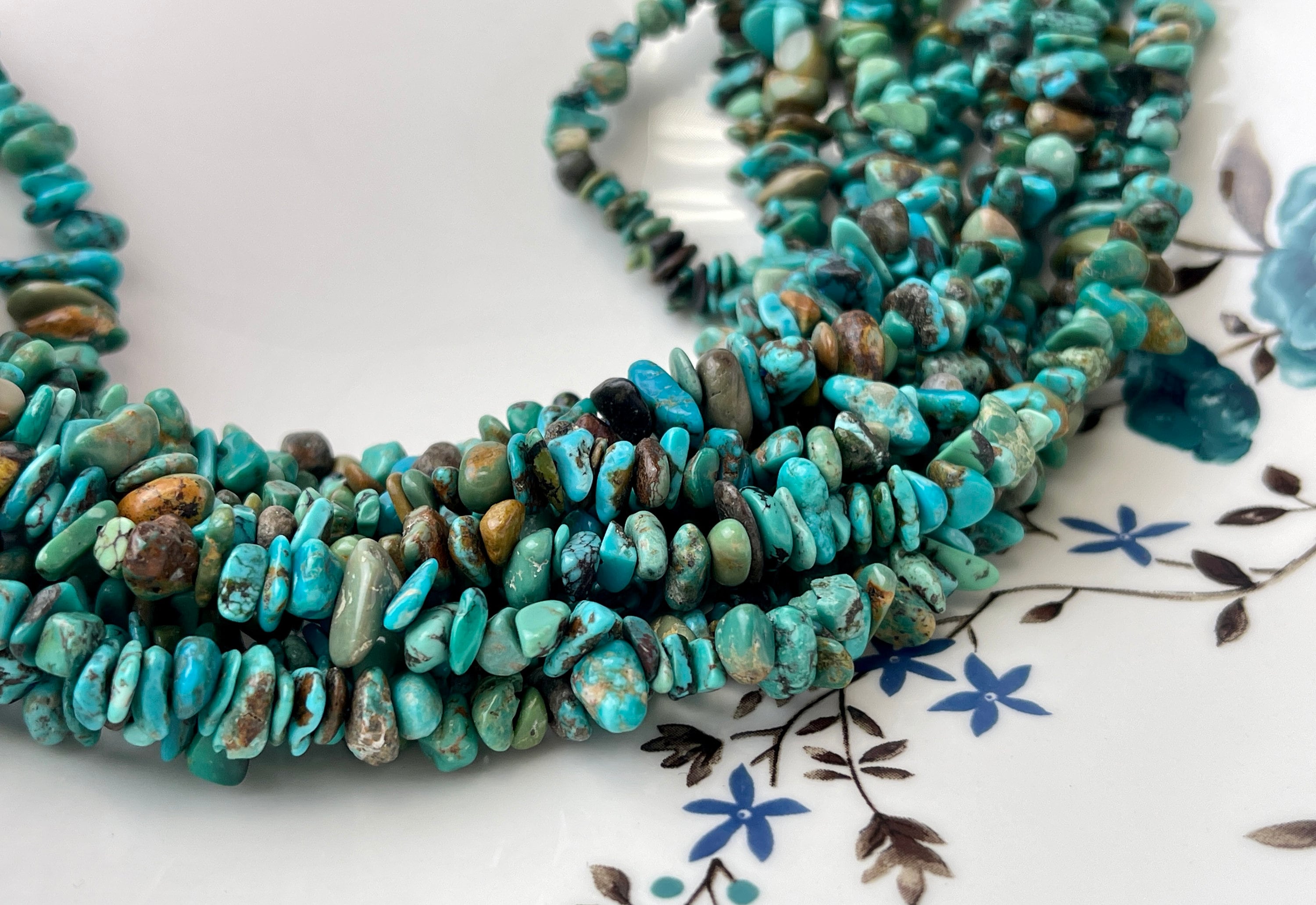 36 Inches Necklace 9 Mm Natural Turquoise Chips Genuine Natural