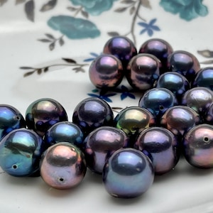 ONE Piece AAA 12-15 mm Rainbow Blue green Purple Peacock Top Quality High Luster Through Drilled Baroque Edison Freshwater Pearls #P2156