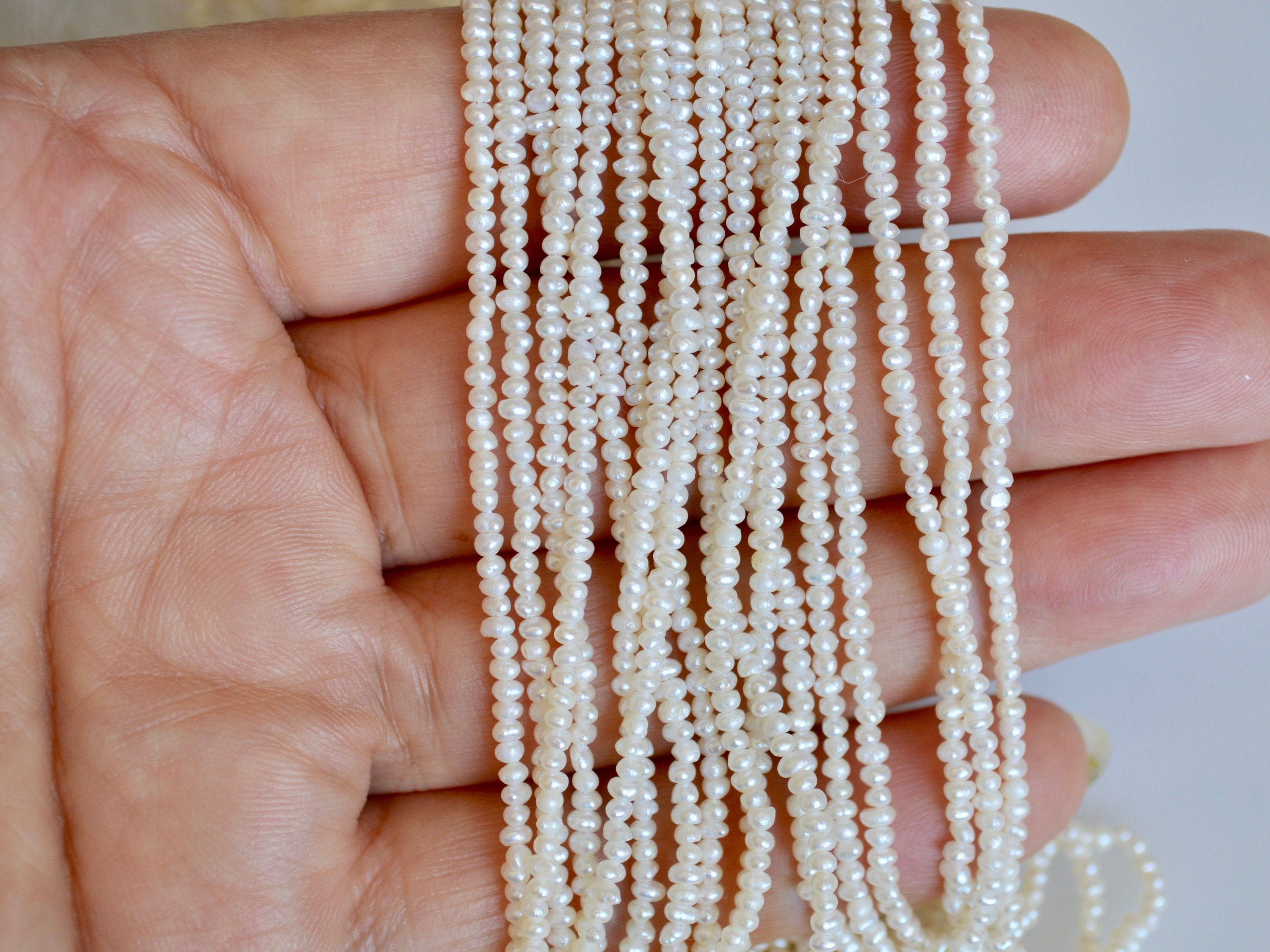 WHOLESALE 2 Mm Tiny Seed Pearl Beads Natural White Pink or Gray Color  Potato Freshwater Pearls Genuine Freshwater Pearl Seed Pearls 821 