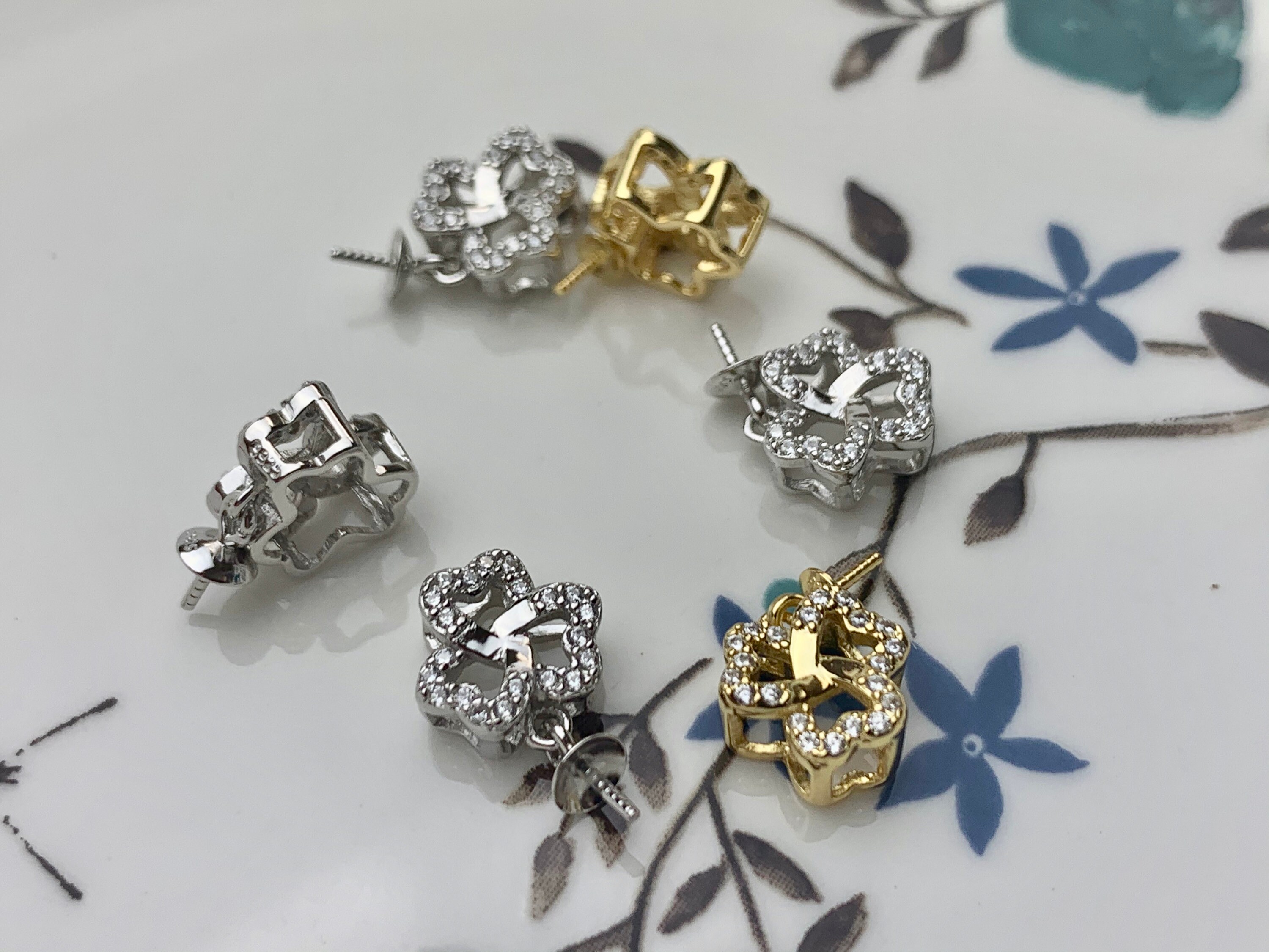 One Piece 925 Sterling Silver/gold Pendant Setting Findings One Piece 925 Sterling Silver/gold Pendant Setting Findings