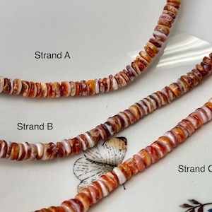 6mm AAA Natural Orange Red Purple Spiny Oyster Shell Heishi Rondelle Shape Genuine Beautiful Natural Spiny Oyster Beads 16 Inch Strand #4718