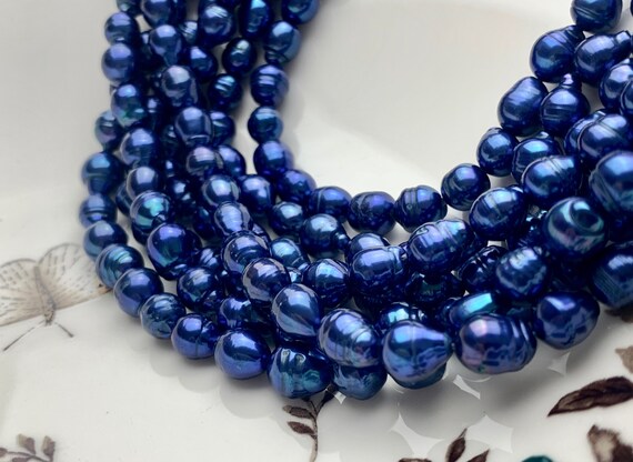 7-9mm Natural Azul Barroco Perlas De Agua Dulce para joyería haciendo Strand 14" 