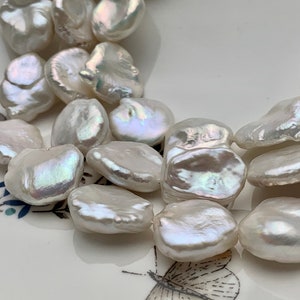 17-20mm AAA Very Rare Natural White Freshwater Round Flat Keishi Pearl Genuine High Luster Natural Jumbo Keshi Nugget Pearl #P1391