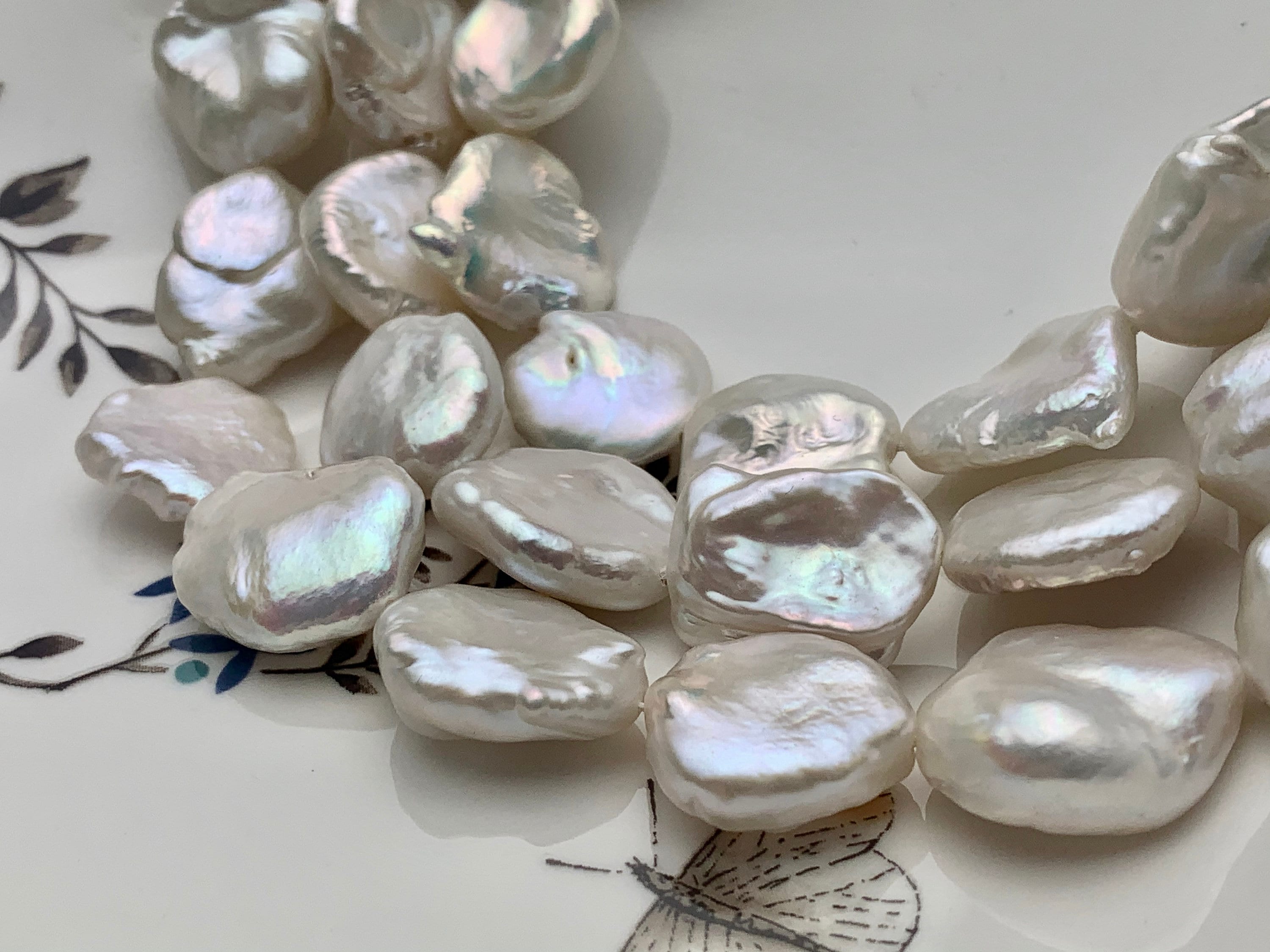 17-20mm AAA Very Rare Natural White Freshwater Round Flat Keishi Pearl Genuine High Luster Natural Jumbo Keshi Nugget Pearl #P1391