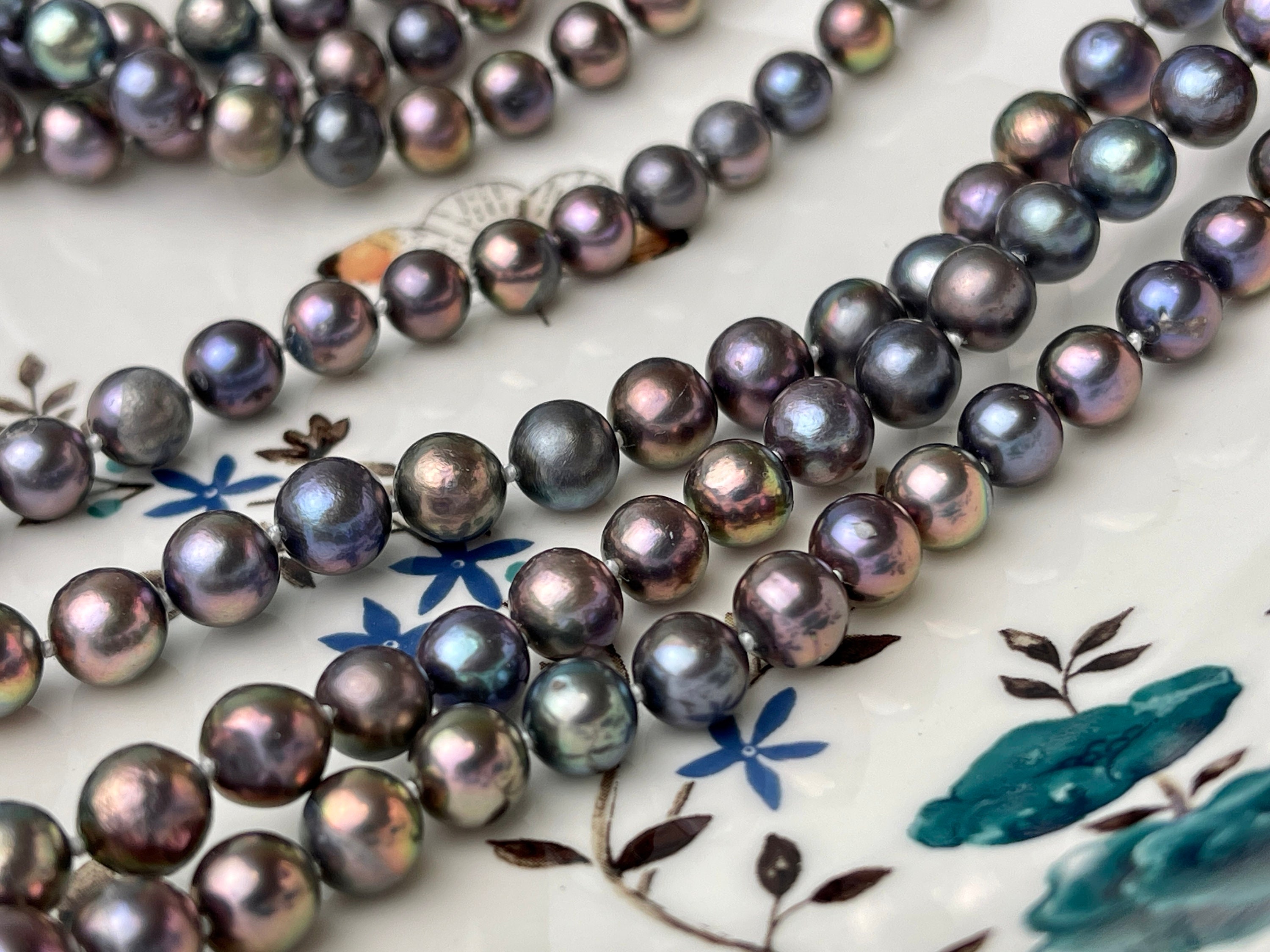 Collana Di Perle D'acqua Dolce Color Pavone Arcobaleno Da 9x10-11 - Foto 4